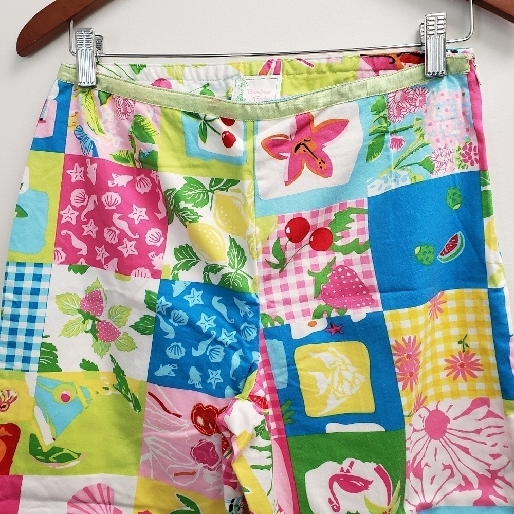 Bamboo Traders Capris Cropped Pants Flamingos Turtles Size 6 - Picture 3 of 7